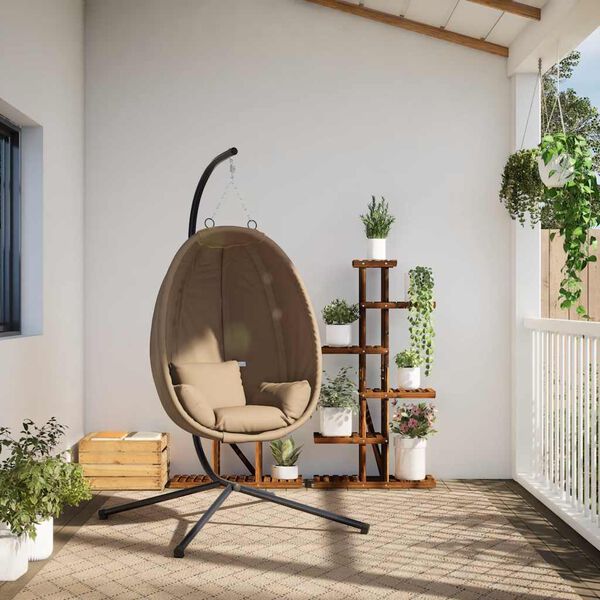 vidaXL Chaise suspendue en forme d'œuf et support taupe rotin et acier