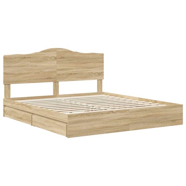 vidaXL Lit de Rangement Ch&ecirc;ne Sonoma 180 x 200 cm Bois d'ing&eacute;nierie