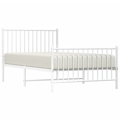 vidaXL Cadre de lit métal sans matelas et pied de lit blanc 100x190 cm