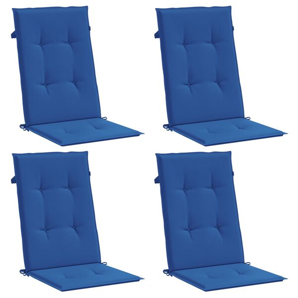vidaXL Coussins de chaise de jardin &agrave; dossier haut lot de 4 bleu royal