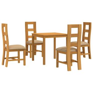 vidaXL Ensemble de salle &agrave; manger 5 pc Beige Bois de ch&ecirc;ne massif
