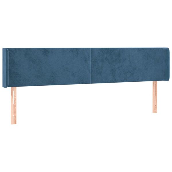 vidaXL T&ecirc;te de lit &agrave; LED Bleu fonc&eacute; 183x16x78/88 cm Velours