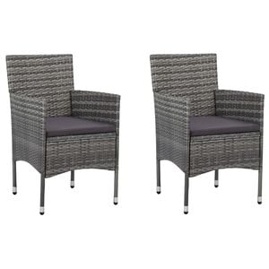 vidaXL Chaises &agrave; manger de jardin lot de 2 R&eacute;sine tress&eacute;e Gris