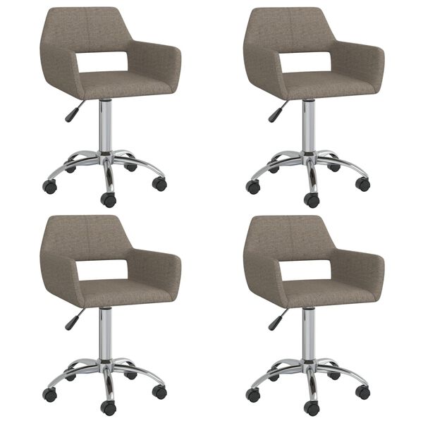 vidaXL Chaises pivotantes &agrave; manger lot de 4 taupe tissu