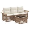 vidaXL Ensemble de canap&eacute; de jardin 4 pc Beige polyrotin