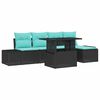 vidaXL Ensemble de canap&eacute; de jardin 6 pc Noir et Bleu polyrotin