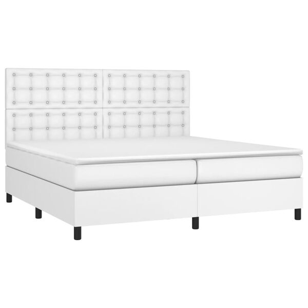 vidaXL Sommier &agrave; lattes de lit avec matelas Blanc 200x200cm Similicuir