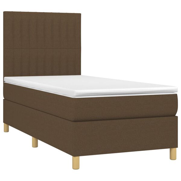 vidaXL Sommier &agrave; lattes de lit et matelas et LED Marron fonc&eacute; 90x190cm