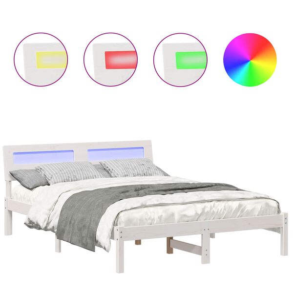 vidaXL Cadre de lit avec t&ecirc;te de lit Blanc 120 x 200 cm Pin massif