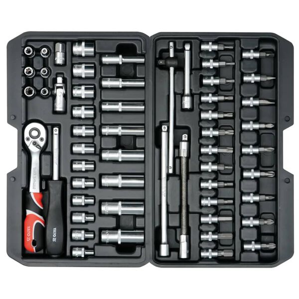 YATO Kit d'outils YT-14501 de 56 pi&egrave;ces M&eacute;tal Noir