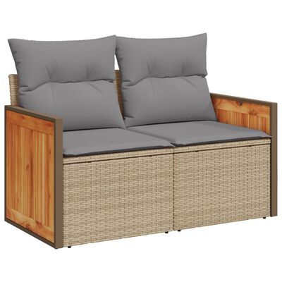 vidaXL Salon de jardin avec coussins 10 pcs beige résine tressée