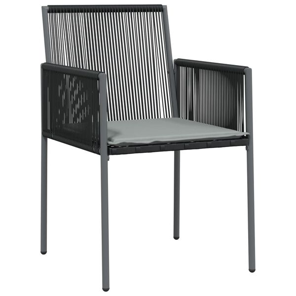 vidaXL Chaises de jardin et coussins lot de 6 noir 54x60,5x83,5 cm