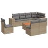 vidaXL Salon de jardin avec coussins 9 pcs beige r&eacute;sine tress&eacute;e