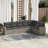 vidaXL Salon de jardin avec coussins 7 pcs gris r&eacute;sine tress&eacute;e