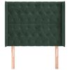 vidaXL T&ecirc;te de lit avec oreilles Vert fonc&eacute; 93x16x118/128 cm Velours