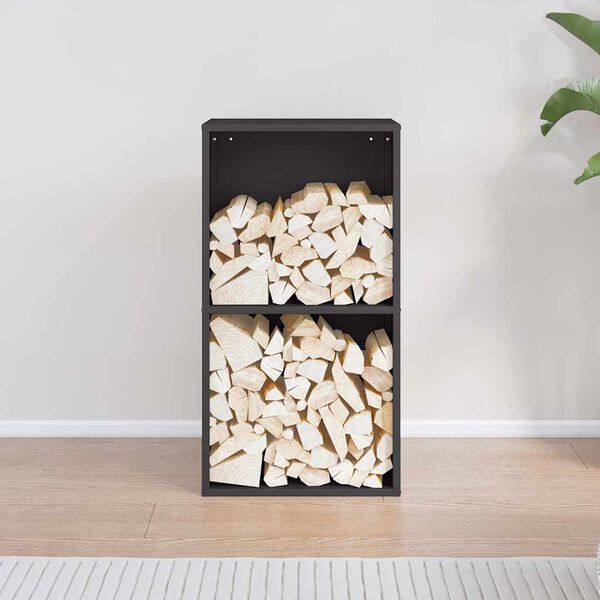 vidaXL Portant de bois chauffage noir 40x30x75 cm