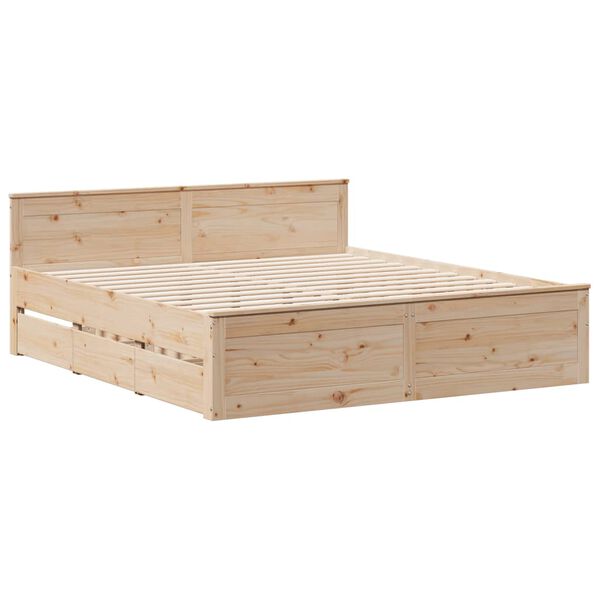 vidaXL Cadre de lit sans matelas avec t&ecirc;te de lit 180x200 cm bois pin