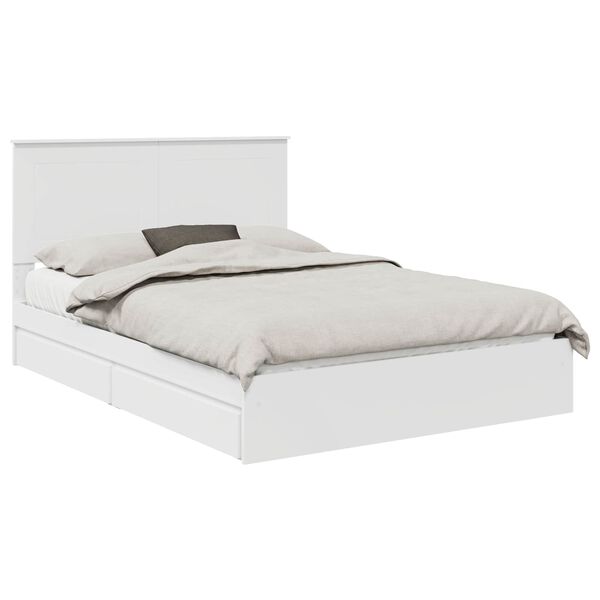 vidaXL Lit de Rangement Blanc 140 x 190 cm Bois d'ing&eacute;nierie