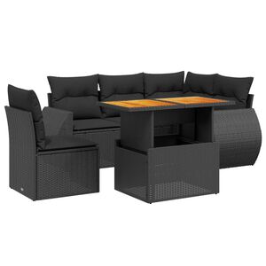 vidaXL Salon de jardin 6 pcs avec coussins noir r&eacute;sine tress&eacute;e