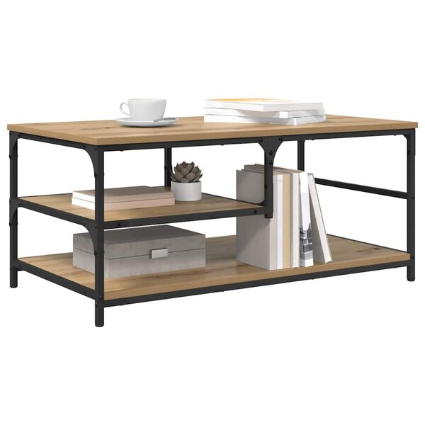 vidaXL Table basse Ch&ecirc;ne artisanal 90 x 49 x 40 cm Bois d'ing&eacute;nierie