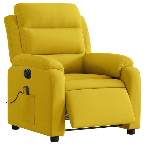 vidaXL Fauteuil inclinable de massage &eacute;lectrique jaune velours