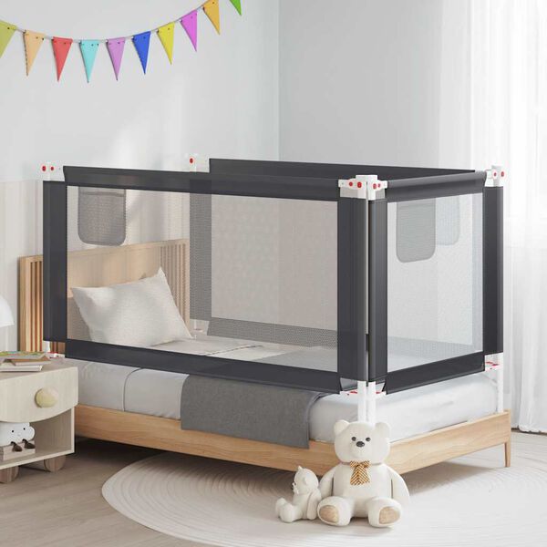 vidaXL Barri&egrave;re de s&eacute;curit&eacute; de lit d'enfant Gris fonc&eacute; 160x25 cm Tissu