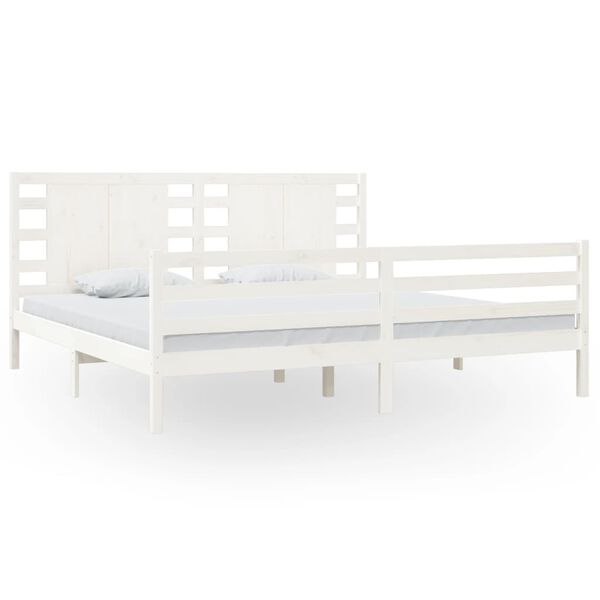 vidaXL Cadre de lit sans matelas blanc 200x200 cm bois massif de pin