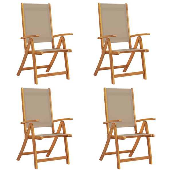 vidaXL Chaises pliables de jardin lot de 4 bois d'acacia et textil&egrave;ne