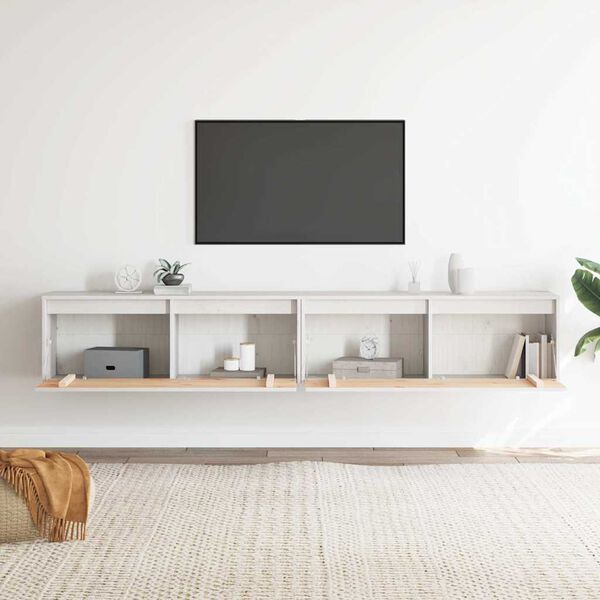 vidaXL Armoires murales 2 pcs Blanc 100x30x35 cm Bois de pin massif