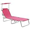 vidaXL Chaise longue pliable avec auvent rose aluminium