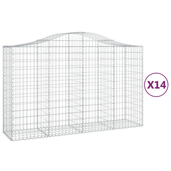 vidaXL Paniers à gabions arqués 14 pcs 200x50x120/140 cm Fer galvanisé