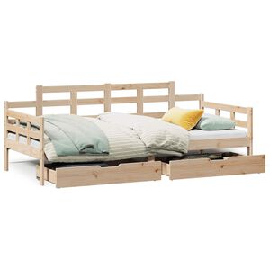 vidaXL Lit de jour avec tiroirs sans matelas 90x200 cm bois massif
