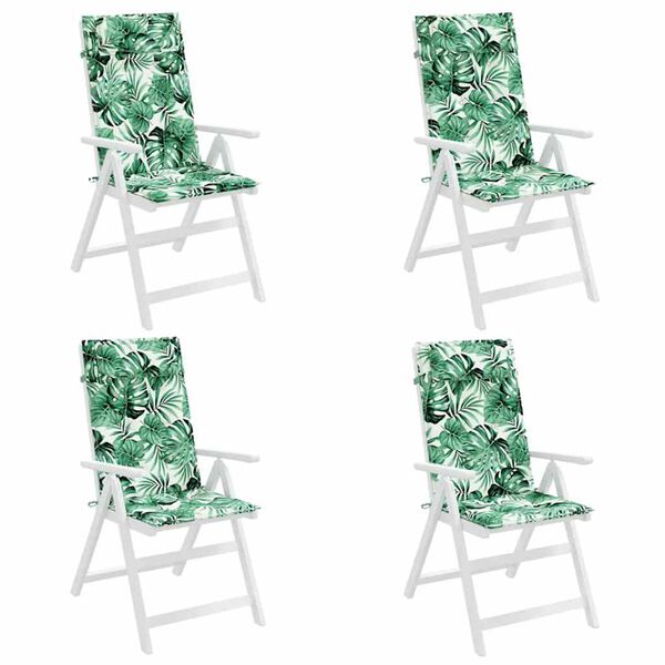 vidaXL Coussins de chaise &agrave; dossier haut lot de 4 mod&egrave;le de feuille