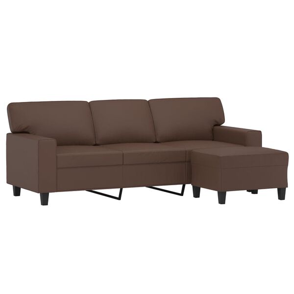 vidaXL Canap&eacute; &agrave; 3 places avec repose-pieds Marron 180 cm Similicuir