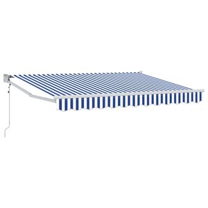 vidaXL Auvent r&eacute;tractable Bleu et Blanc 2,5 x 2 m Polyester et m&eacute;tal