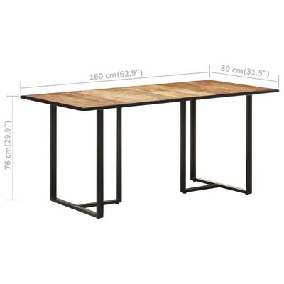 vidaXL Table de salle à manger 160 cm Bois de manguier brut