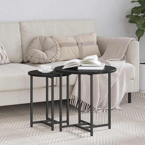 vidaXL Ensemble de tables d'appoint 2 pcs Chêne noir 50 x 50 x 50 cm