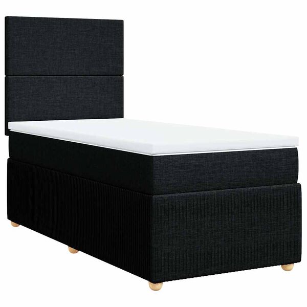vidaXL Sommier &agrave; lattes de lit avec matelas Noir 90x190 cm Tissu