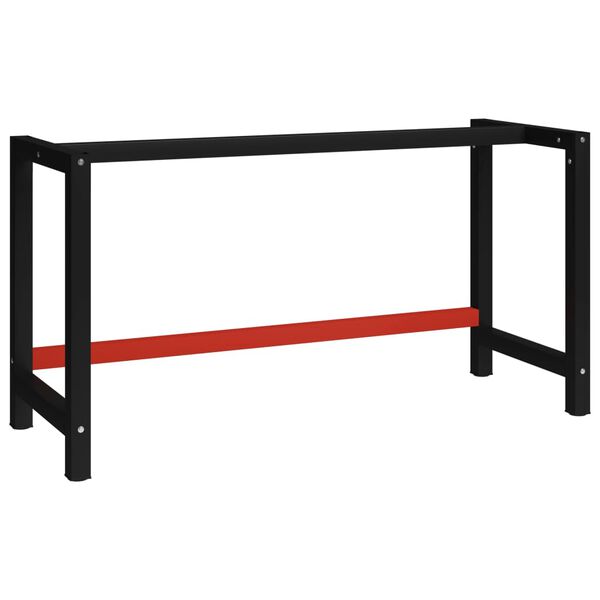 vidaXL Cadre de banc de travail M&eacute;tal 150x57x79 cm Noir et rouge