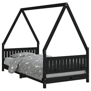 vidaXL Cadre de lit pour enfants noir 90x190 cm bois de pin massif