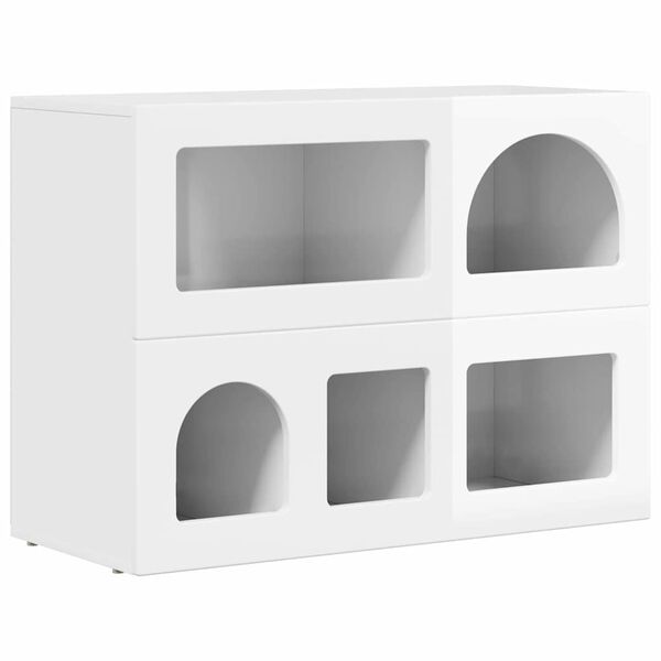 vidaXL Buffet Blanc brillant 80,5 x 35 x 59 cm Bois d'ing&eacute;nierie