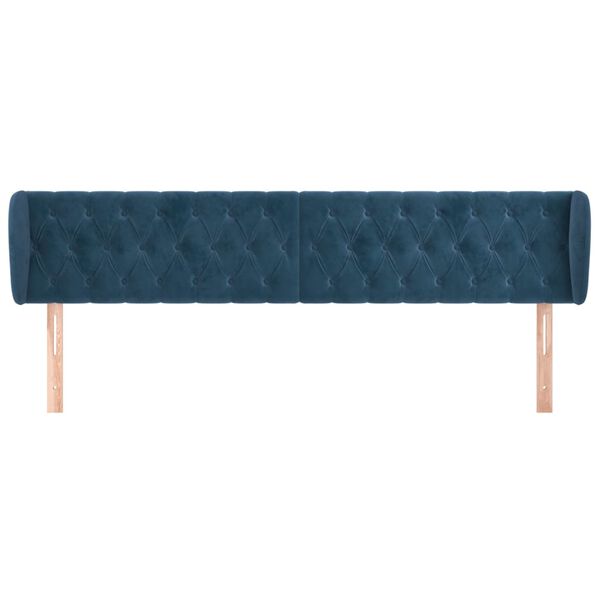 vidaXL T&ecirc;te de lit avec oreilles Bleu fonc&eacute; 203x23x78/88 cm Velours
