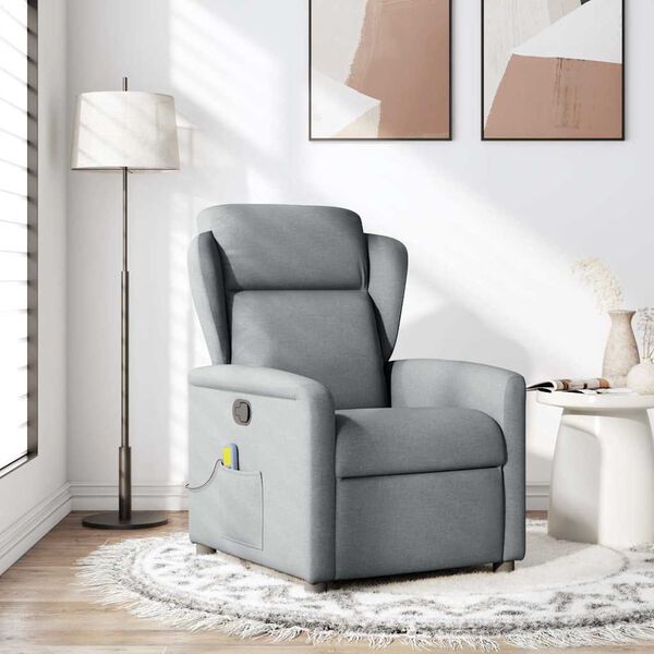 vidaXL Fauteuil de massage inclinable Gris clair Tissu