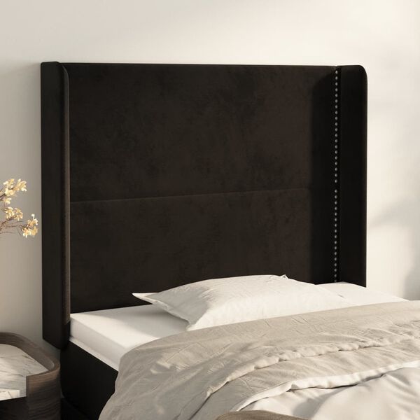 vidaXL T&ecirc;te de lit avec oreilles Noir 83x16x118/128 cm Velours