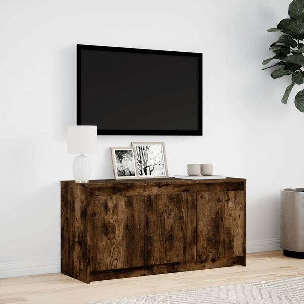 vidaXL Meuble TV avec LED ch&ecirc;ne fum&eacute; 100x34x50 cm bois d'ing&eacute;nierie