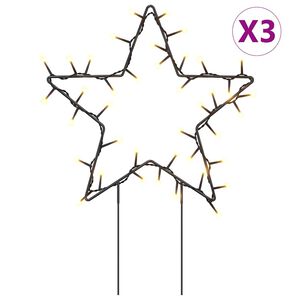 vidaXL D&eacute;coration lumineuse &eacute;toile de No&euml;l piquets 3 pcs 50 LED 29 cm