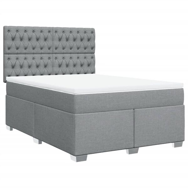 vidaXL Sommier &agrave; lattes de lit avec matelas Gris clair 140x190cm Tissu