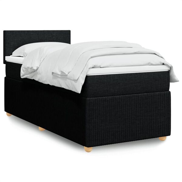 vidaXL Sommier &agrave; lattes de lit avec matelas Noir 90x200 cm Tissu