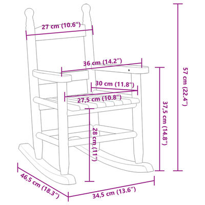 vidaXL Chaise à bascule enfants marron bois de peuplier massif