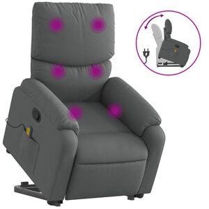 vidaXL Fauteuil de massage inclinable Gris fonc&eacute; Tissu